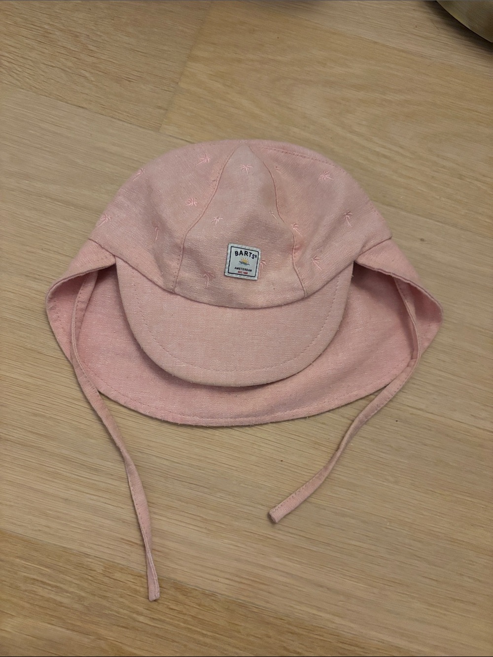Barts Light Pink Kids Sun Hat with Neck Flap and Ties
